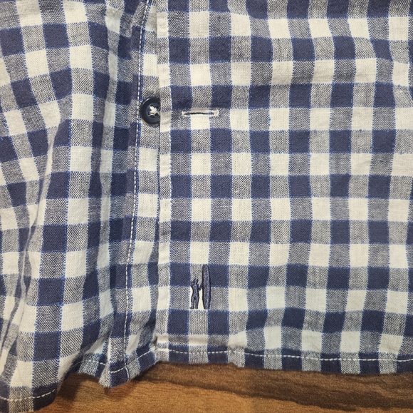 Johnnie-O Men’s XXL Checkered Long Sleeve Shirt Linen Cotton Blend Blue White - Picture 7 of 10